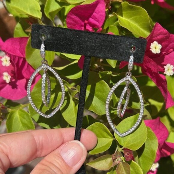 GIVENCHY Silver Crystal Pave Orbital Drop EARRINGS - Picture 3 of 8